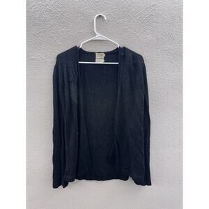 Beldoch Popper Womens Cardigan Sweater Size Large Black Open Front VTG